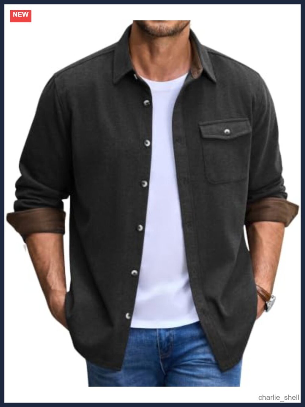 Men's Button Down Shirt Jacket Flannel Long Sleeve